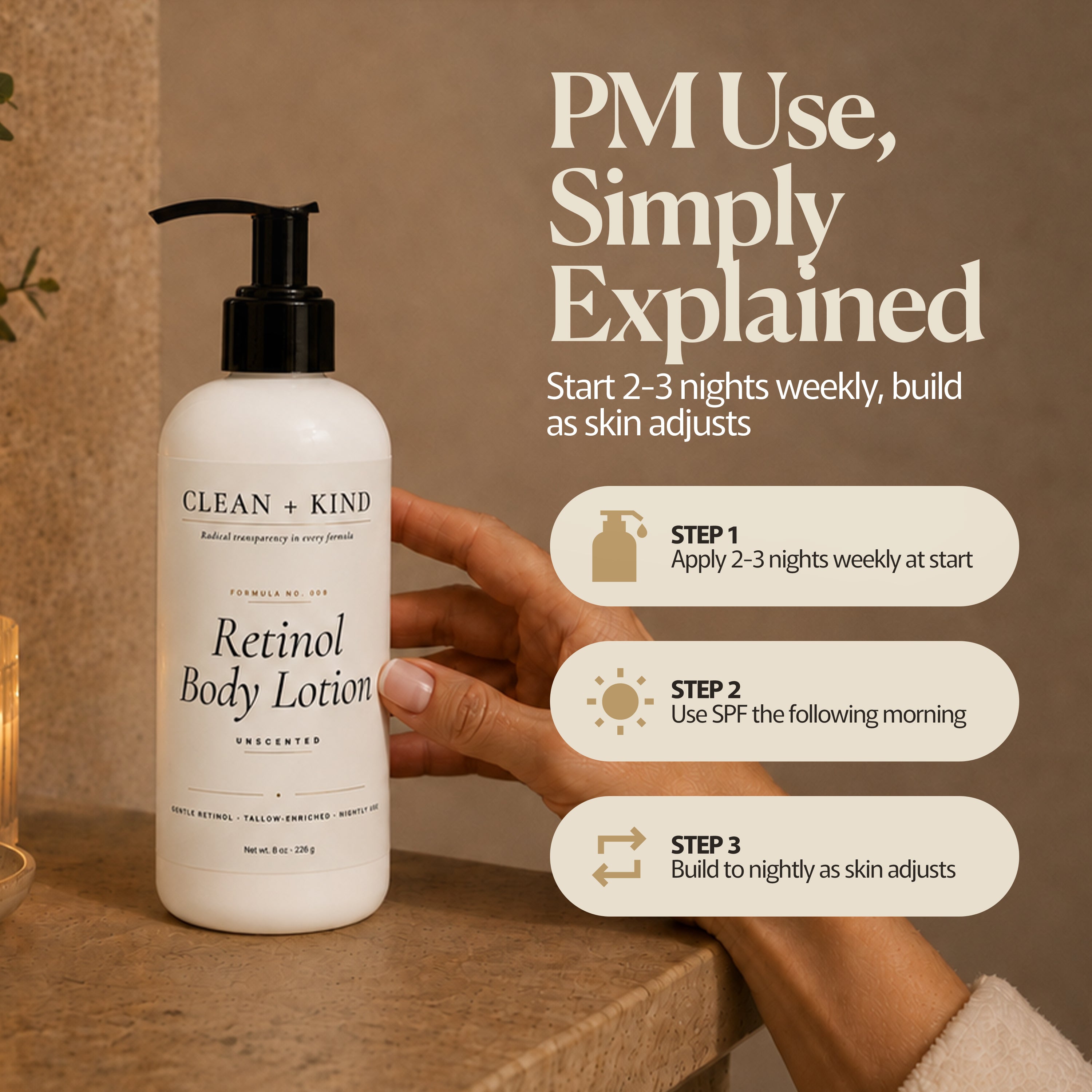 Anti-Aging Retinol Body Lotion with Tallow | Clean + Kind