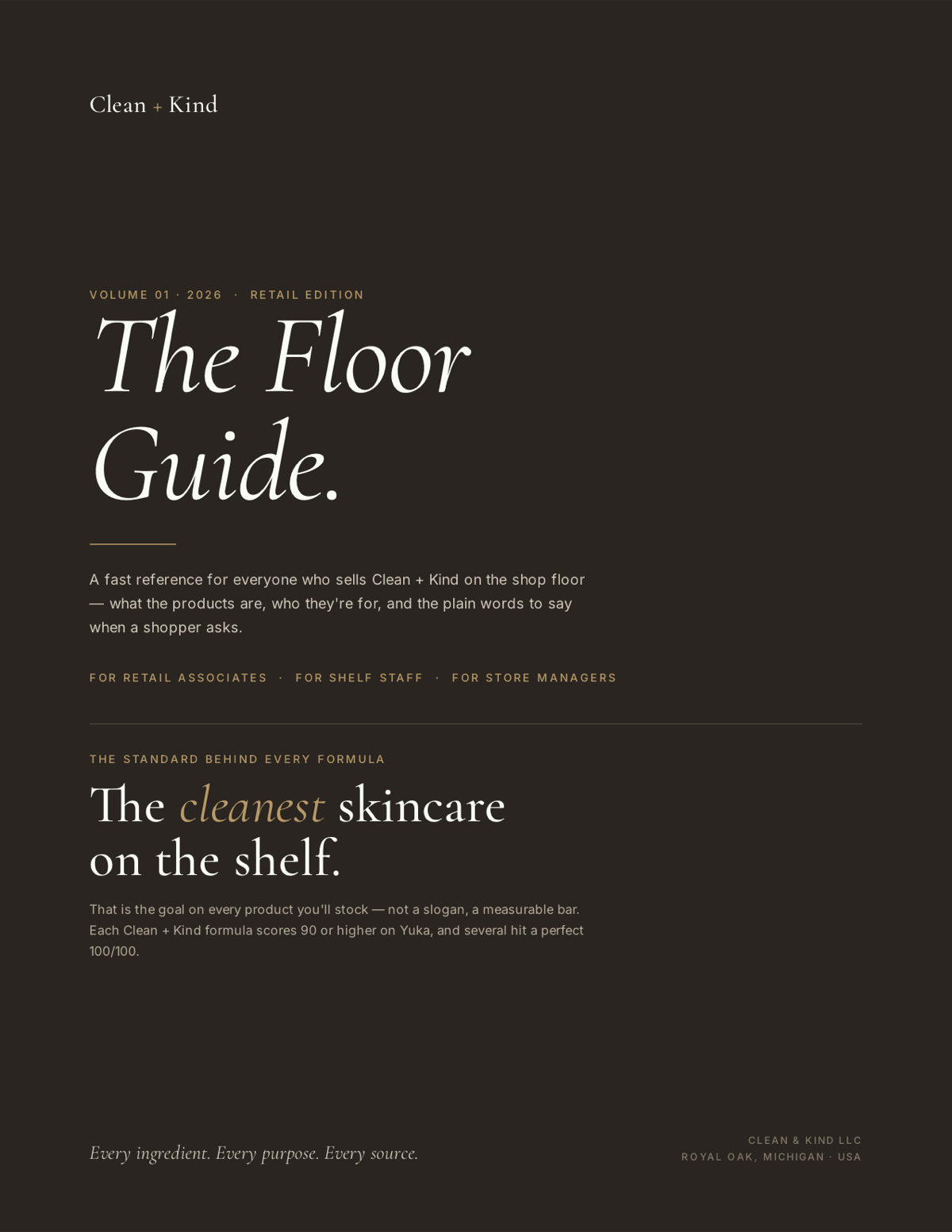Clean + Kind Floor Guide — Volume 01 · 2026 cover